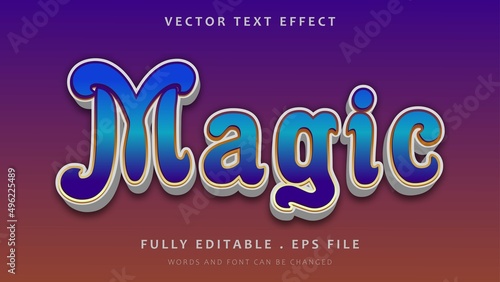 3d Gradient Blue Purple Word Magic Editable Text Effect Design Template