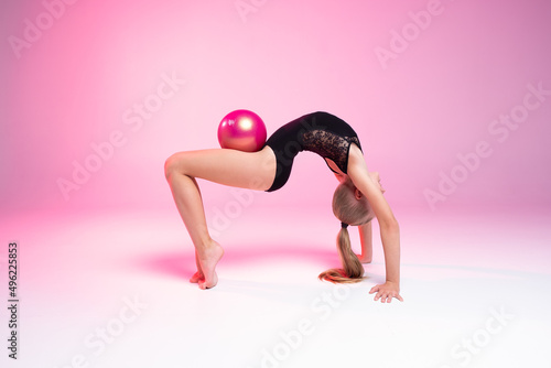 Wallpaper Mural rhythmic gymnastics, girl gymnast and ball, pink color Torontodigital.ca