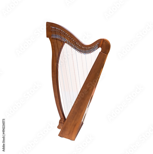 Canvas Print musical instrument harp on a white background