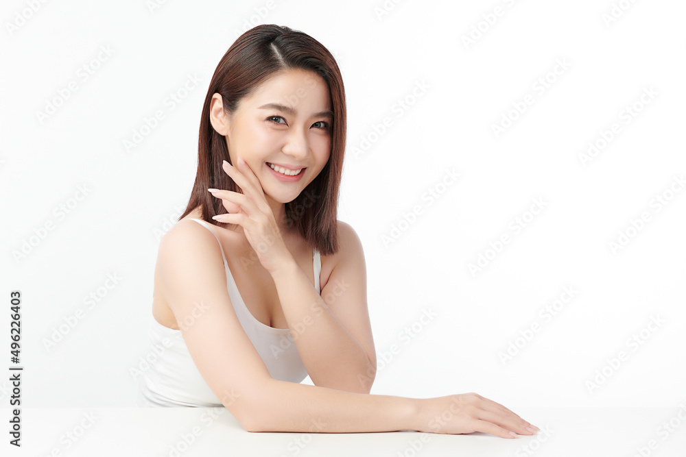 Beautiful young asian woman with clean fresh skin on white background, Face care, Facial treatment, Cosmetology, beauty and spa, Asian women portrait. Beautiful young asian woman with clean fresh skin on white background, Face care, Facial treatment, Cosmetology, beauty and spa, Asian women portrait.