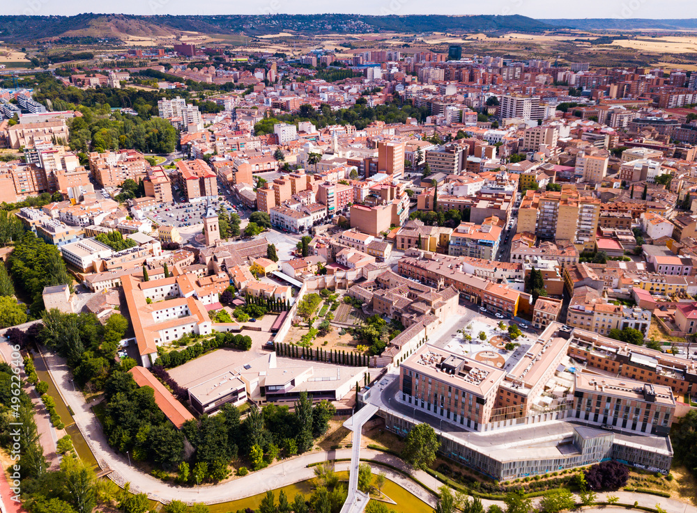 Aerial view of historical center of spanish city Guadalajara