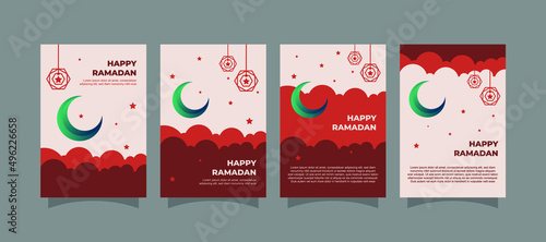 Modern Ramadan Kareem set of posters. invitations design. Vector illustration 