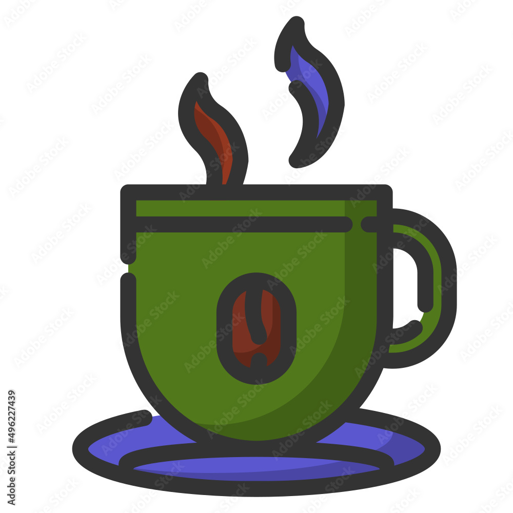 Simple coffee filled line icon, food and drink related concept on the white background Simple coffee filled line icon, food and drink related concept on the white background