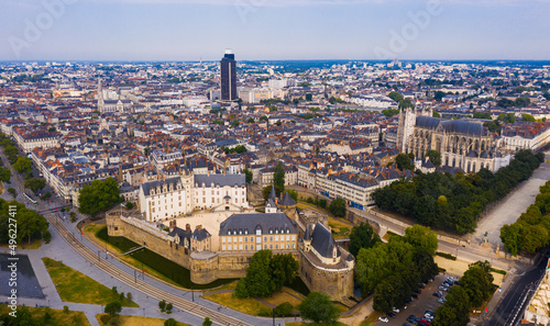 Aerial view of Nantes town, one of main north-western French metropolitan agglomerations © JackF