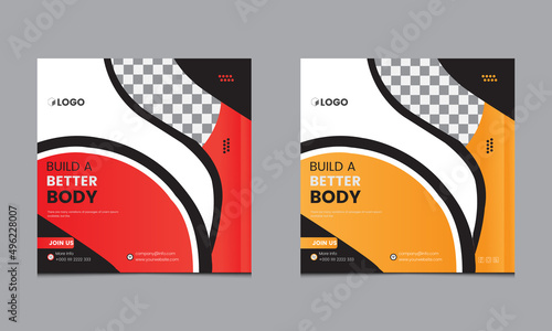 Modern template web and banner post for social media ad, design for fitness and gym ads design template.