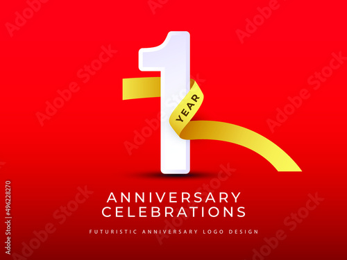 1 st Anniversary celebrations logo with ribbons.