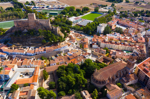 Aerial view of the Almansa castle. City of Almansa. Spain photo