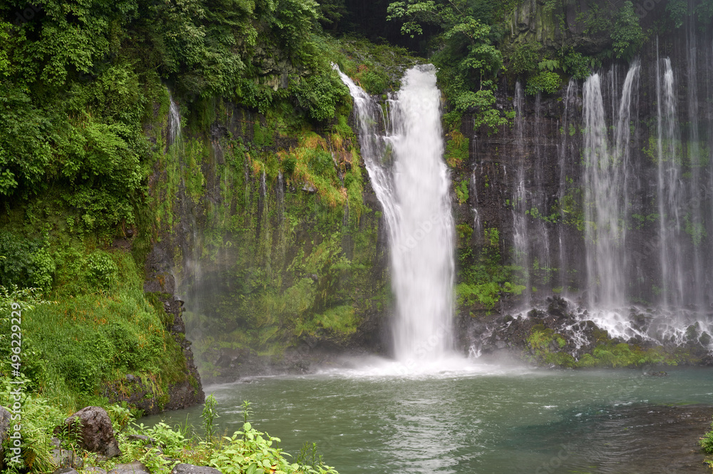 Shiraito Falls, a waterfall near Mount Fuji, in Fujinomiya, Shizuoka, Japan.