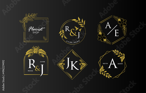 letter monogram design template as a logo in the fields of beauty, fashion, photography, or others with an elegant black gold color combination