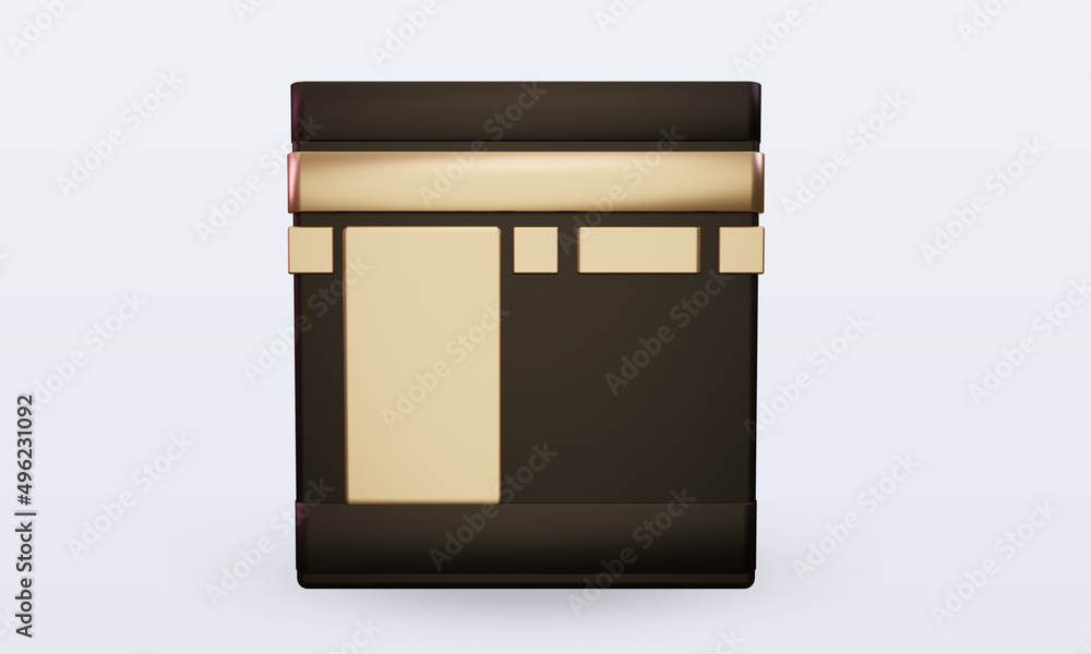 3d ramadan Kaaba icon rendering front view 3d ramadan Kaaba icon rendering front view