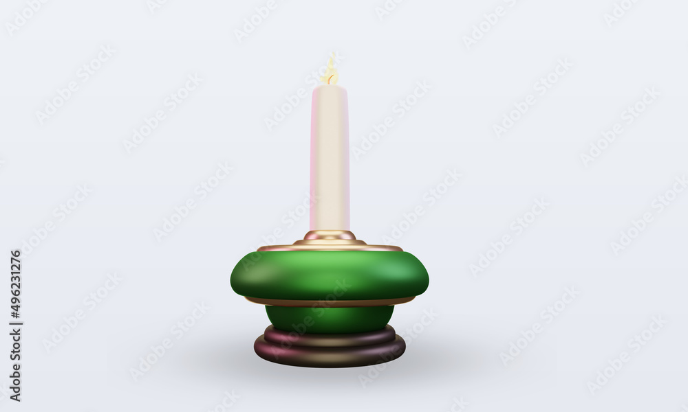 3d ramadan Candle icon rendering front view 3d ramadan Candle icon rendering front view