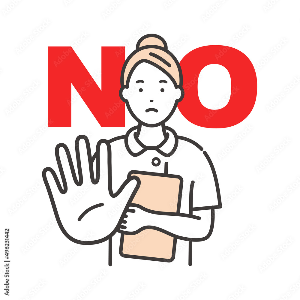 NO:否定する若い女性看護師 NO:否定する若い女性看護師