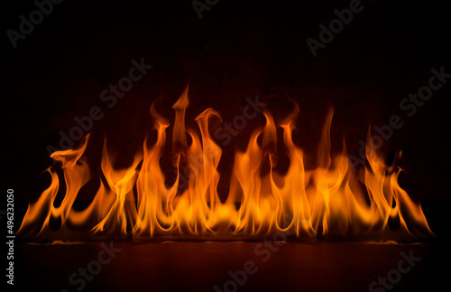 the burning flame from gas oil png high heat isolated on black background