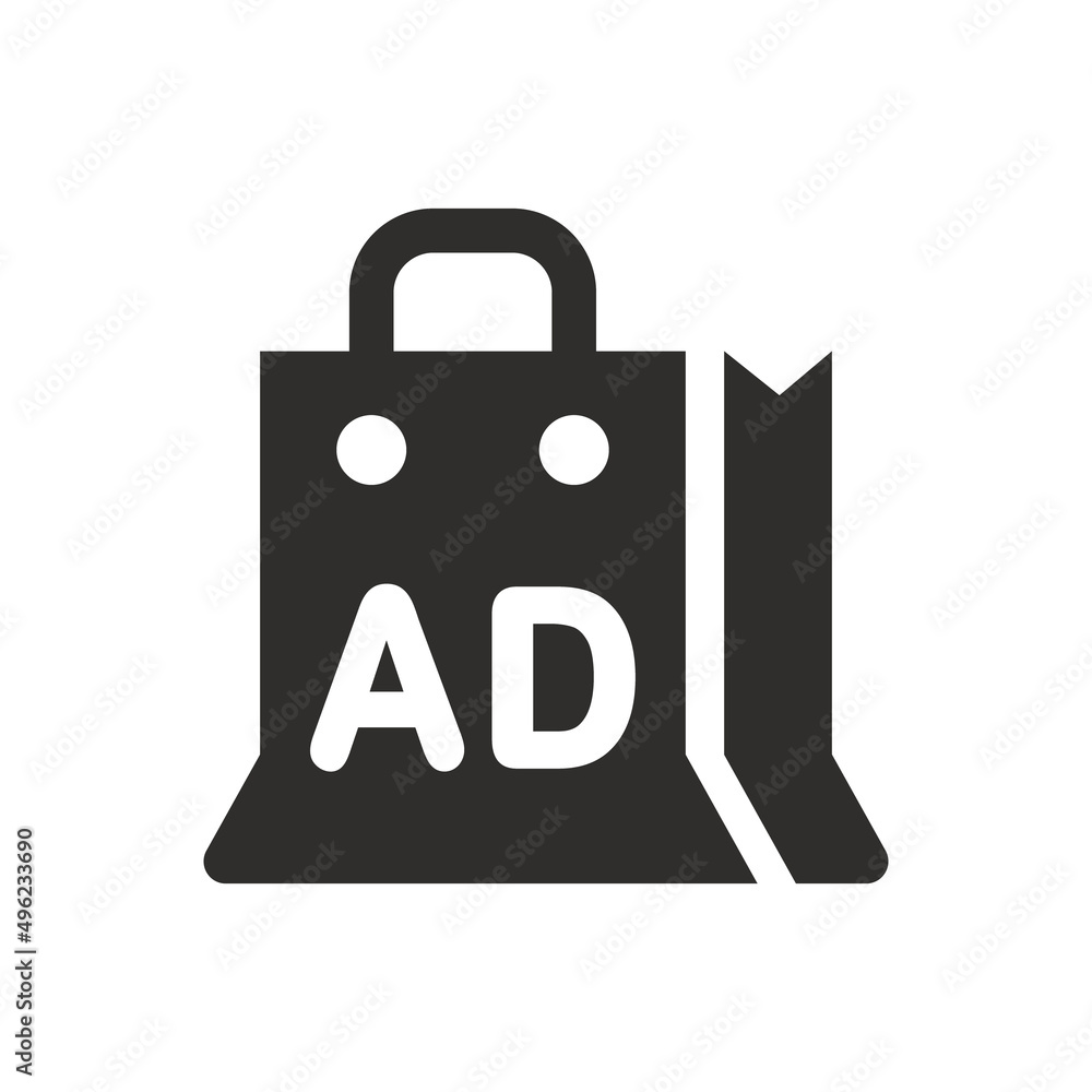 Shopping ads icon on white background Shopping ads icon on white background