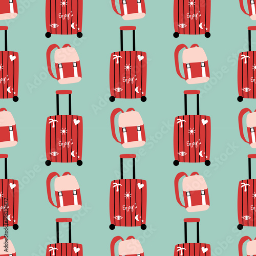 Wrapping paper background with seamless pattern. Travel and tourism. Decorative vector. Wrapping paper pattern. Patterns for decoration.