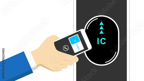 Pass through ticket gate with mobile phone. Subway and airport ticket gates.