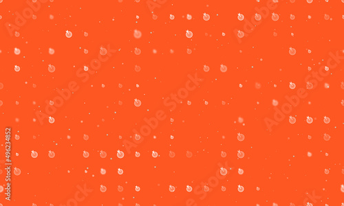 Seamless background pattern of evenly spaced white goal symbols of different sizes and opacity. Vector illustration on deep orange background with stars