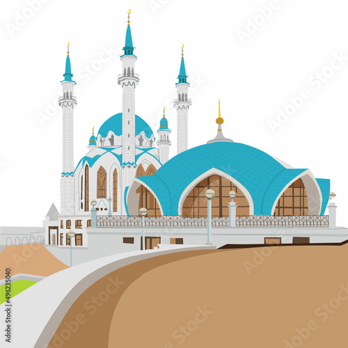 Kazan mosque kul sharif vector illustration