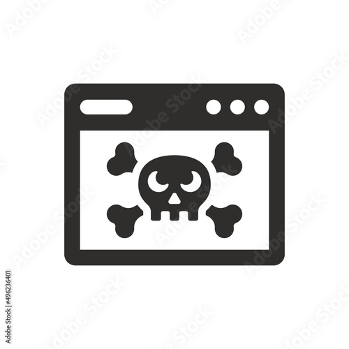 Webpage virus infected icon on white background