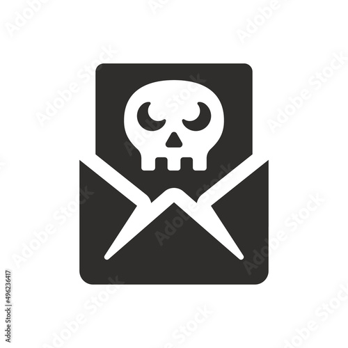 Malware email icon on white background