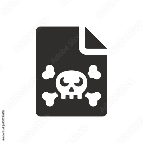 Virus infected file icon on white background