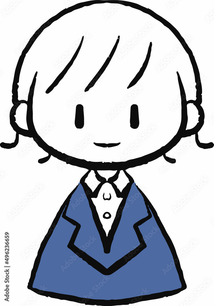 にっこり微笑むスーツ姿の女性のイラスト にっこり微笑むスーツ姿の女性のイラスト