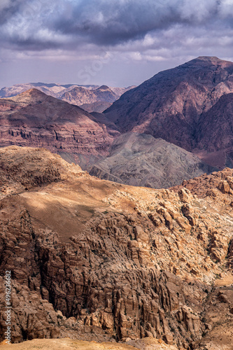 Awesome desert mountains landscape. Wadi Ghuweir, Jordan.