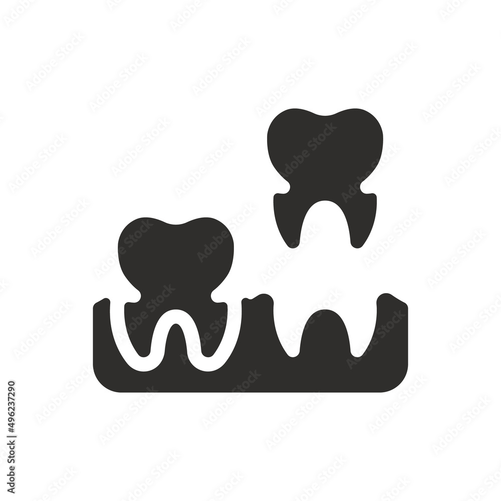 Tooth removal icon on white background Tooth removal icon on white background
