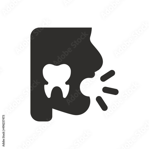 Tooth pain icon on white background