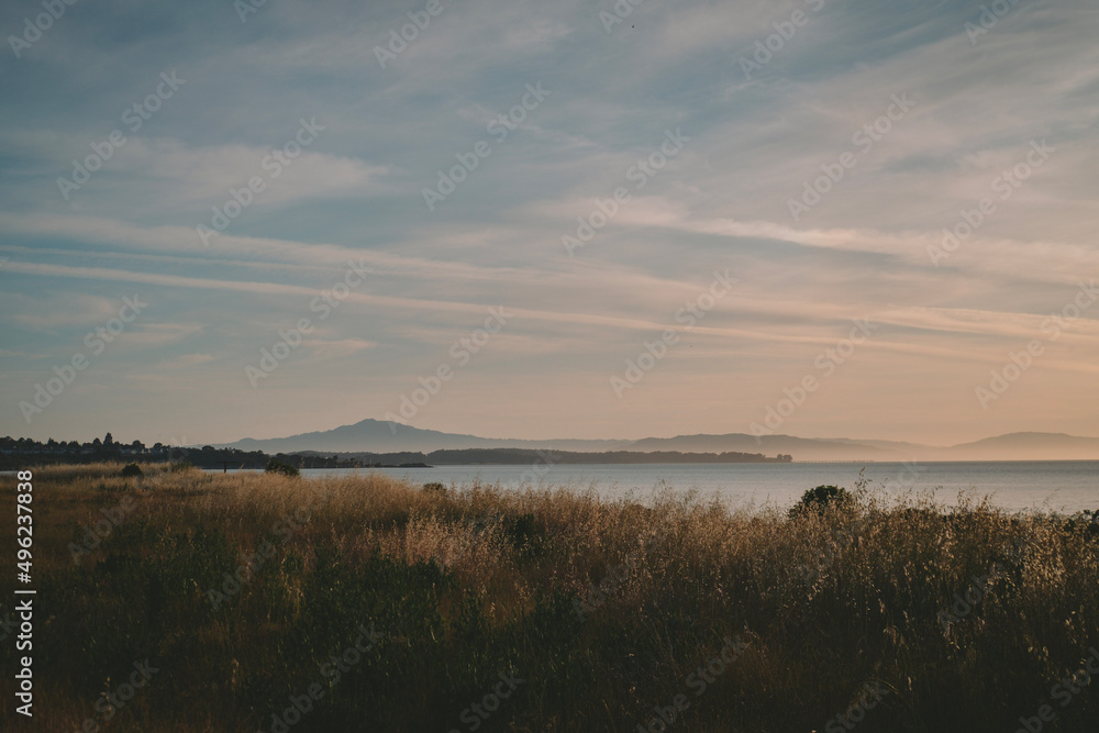 sunset over the river