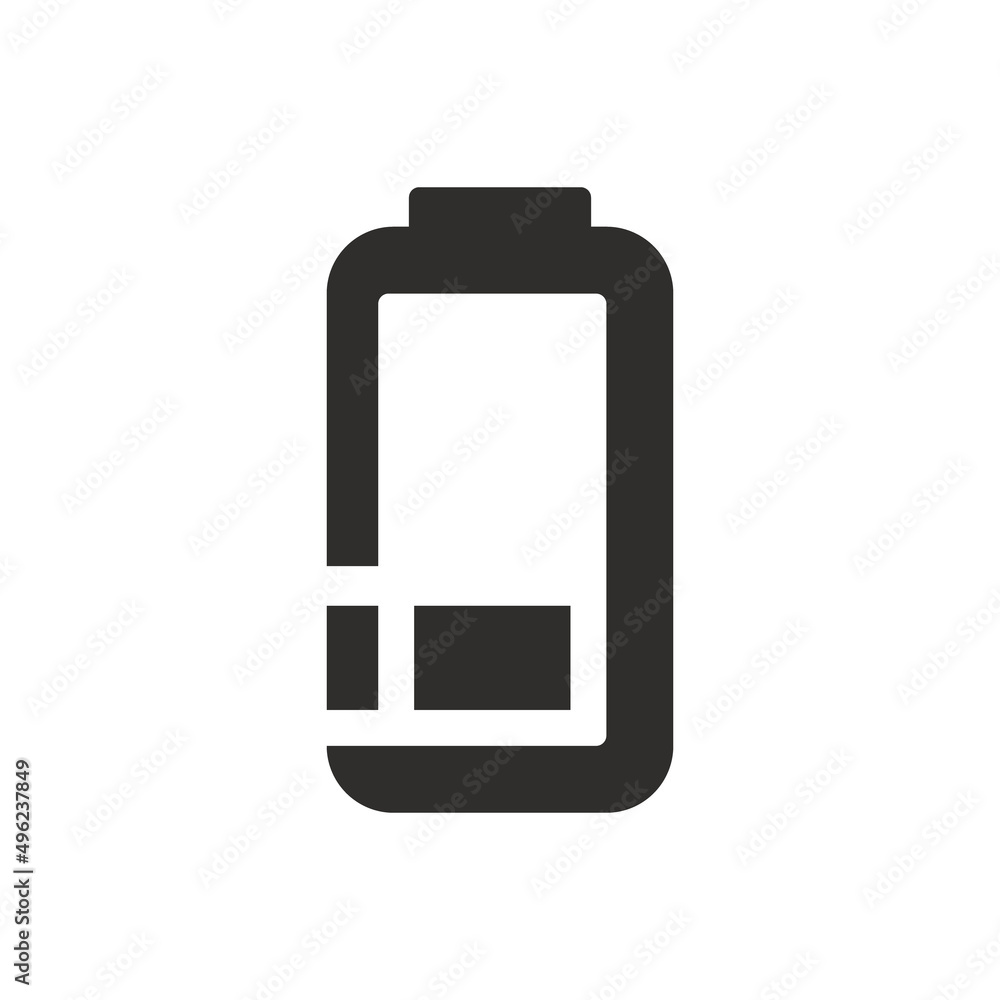 Low energy battery icon on white background Low energy battery icon on white background