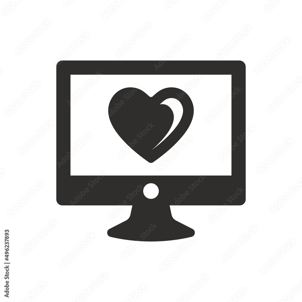 Computer love feedback icon on white background Computer love feedback icon on white background