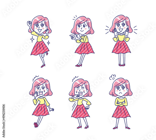 女性の全身ポーズセット