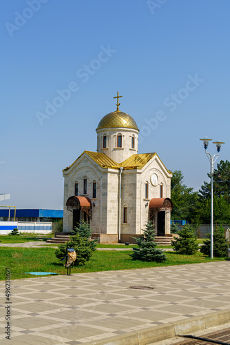 Mineralnye Vody, Russia. Temple-chapel in the name of the Holy Prophet Elijah on the territory of Mineralnye Vody International Airport photo