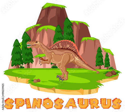 Prehistoric island with spinosaurus