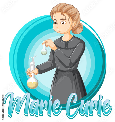 Portrait of Marie Curie in cartoon style photo