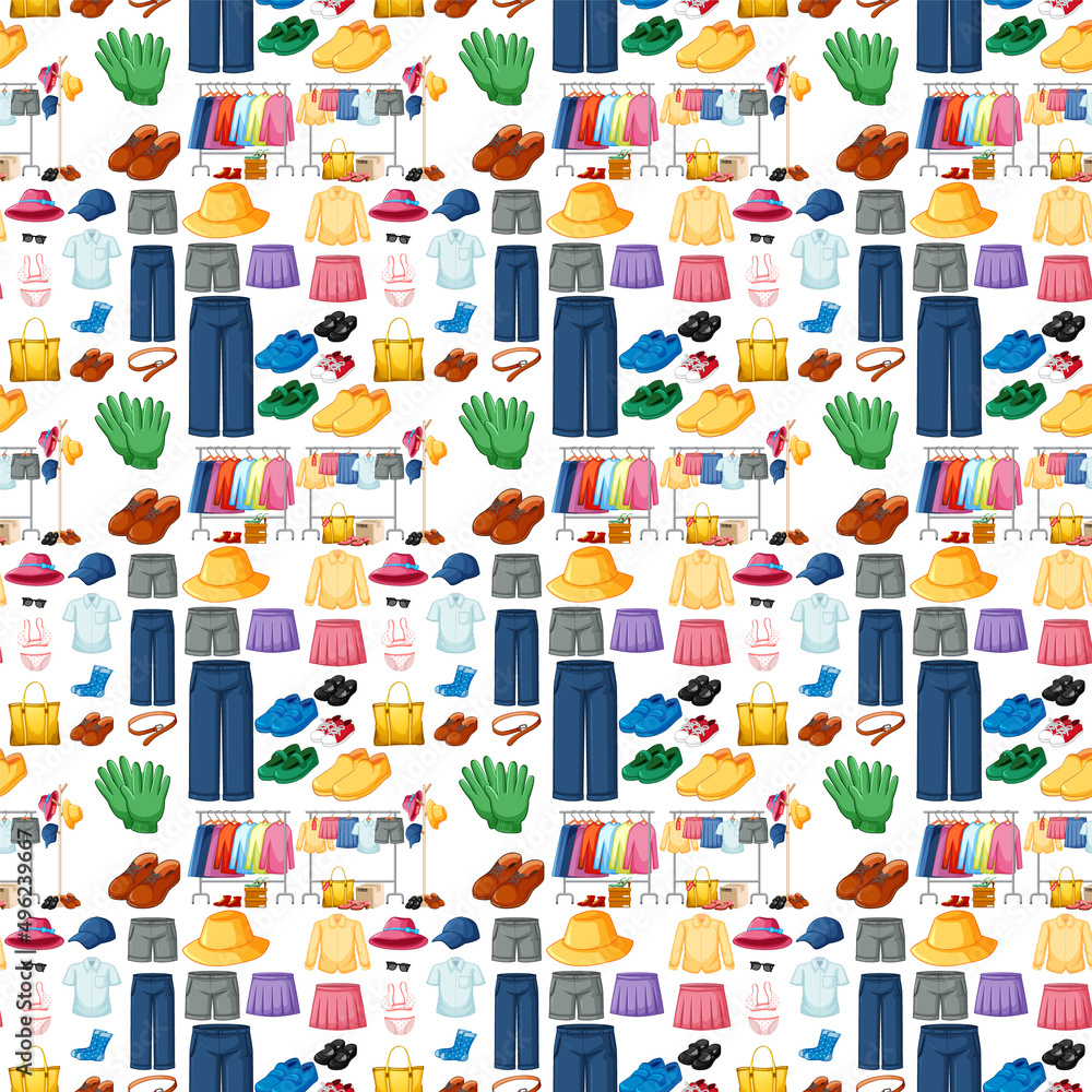 Seamless background design with cloth theme on white background Seamless background design with cloth theme on white background