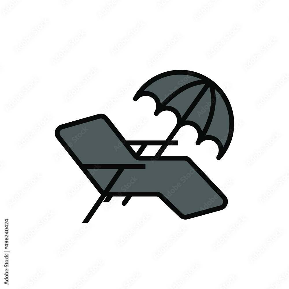 Beach folding chairs illustration vector outline. Resort icon. Beach folding chairs illustration vector outline. Resort icon.