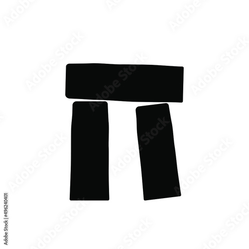 Relic stone icon flat design vector black color isolated.stonehenge icon. ancient stone icon.ancient landmark or building icon.