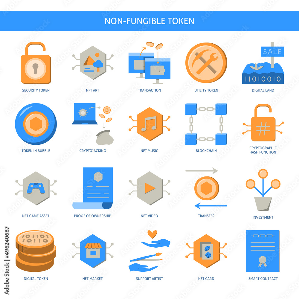 NFT and digital assets icon set NFT and digital assets icon set