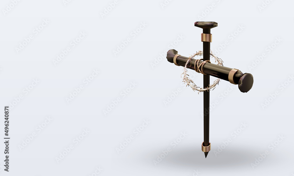 3d nail cross easter icon rendering right view 3d nail cross easter icon rendering right view