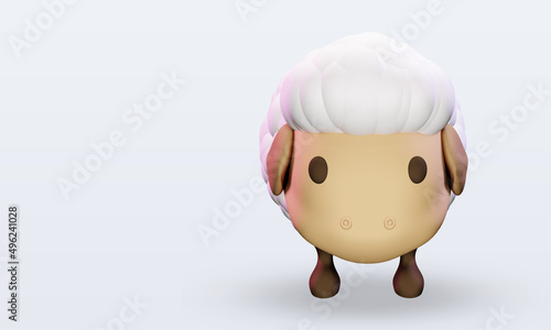3d Sheep easter icon rendering Top view