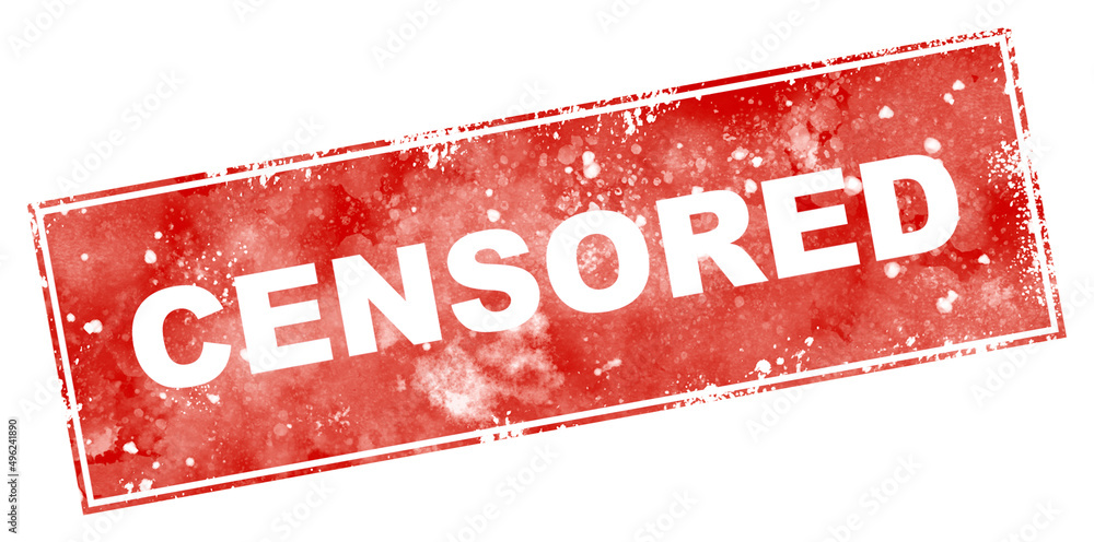Grunge red censored stamp with transparent background square and angled ...