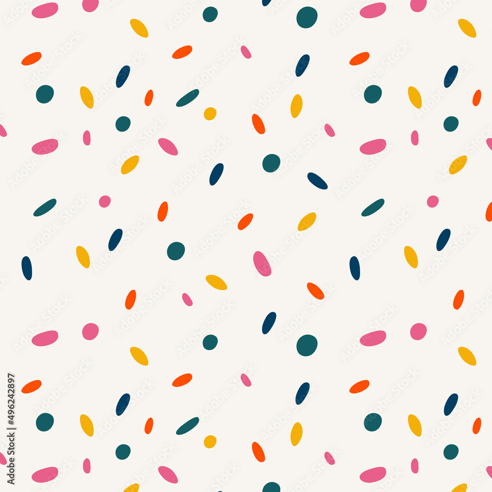 Dots seamless pattern. Color polka dots background. Perfect design for fabric, print, wrapper, textile. Vector flat illustration
