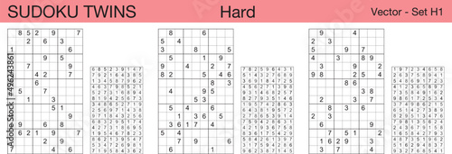 A set of 3 hard scalable sudoku twins puzzles suitable for kids, adults and seniors and ready for web use, or to be compiled into a standard or large print paperback activity book.