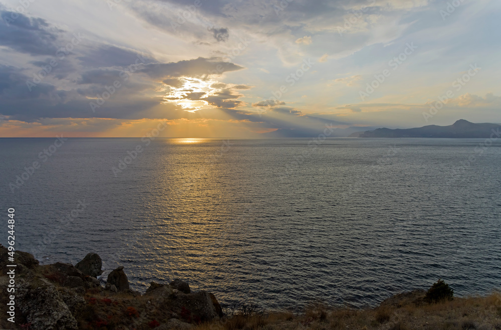 Fototapeta premium Sunset over the sea. Crimea.