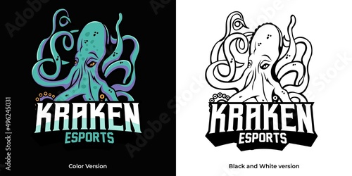 kraken esport logo mascot design