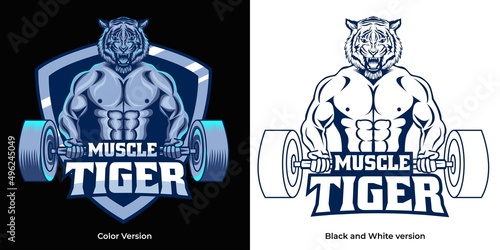 muscle tiger fitness mascot logo design