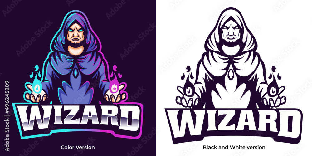 Obraz premium wizard esport logo mascot design