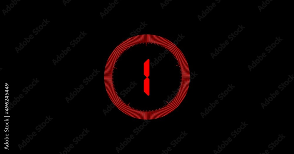 Digital Video countdown counter from 10 to 1 with alpha matte Digital Video countdown counter from 10 to 1 with alpha matte